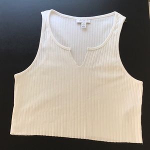 Topshop Noa Crop Tank ribbed split tank white